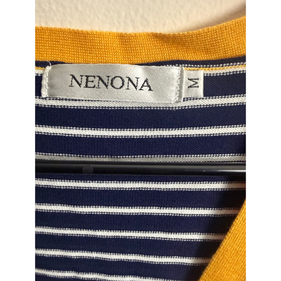 Women's NENONA Striped Cardigan M Navy Yellow - Picture 3 of 5